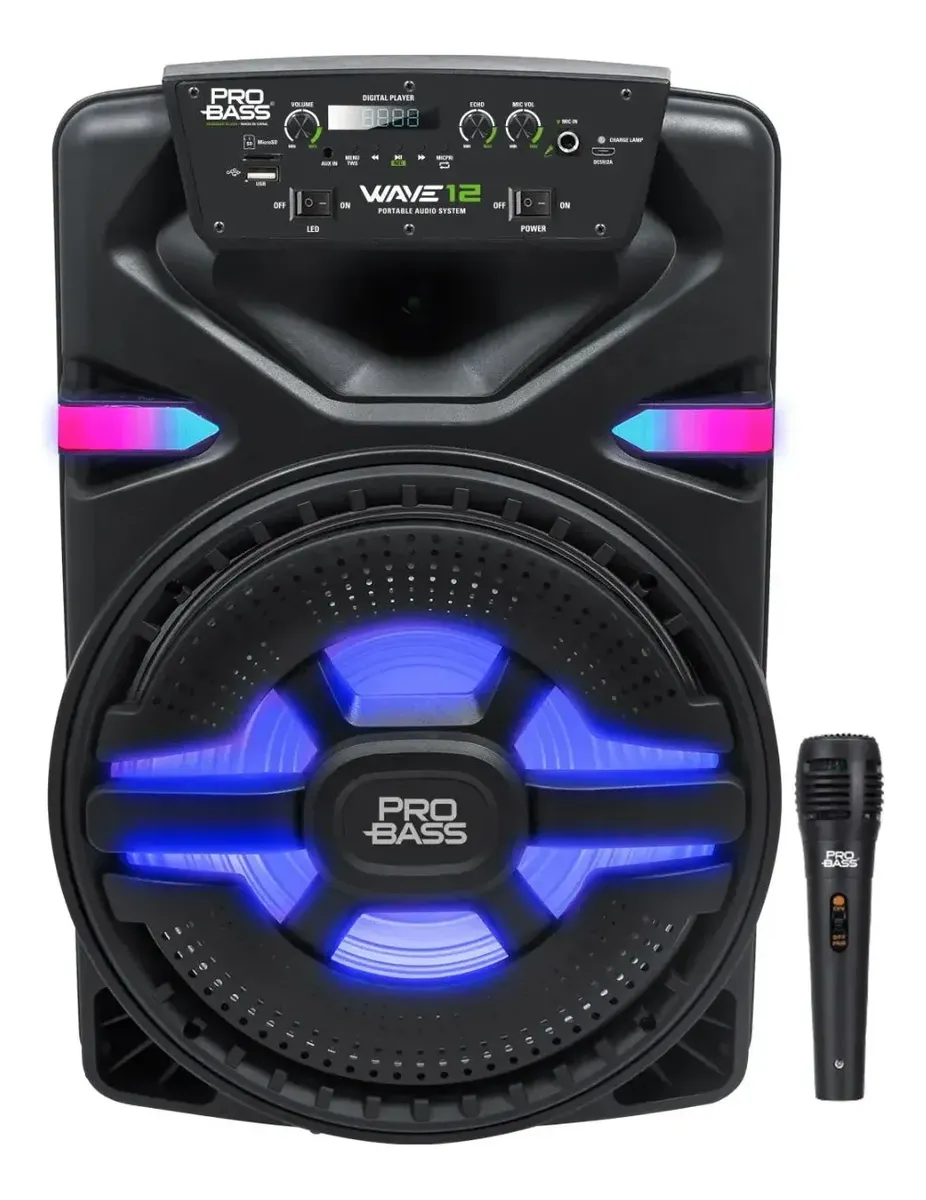 Caixa De Som Pro Bass Wave 12 250 W ( C/ Microfone )