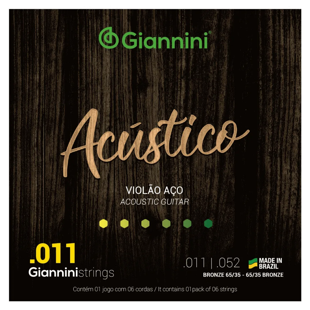 Encordoamento Giannini Acústico p/ Violão Aço 011