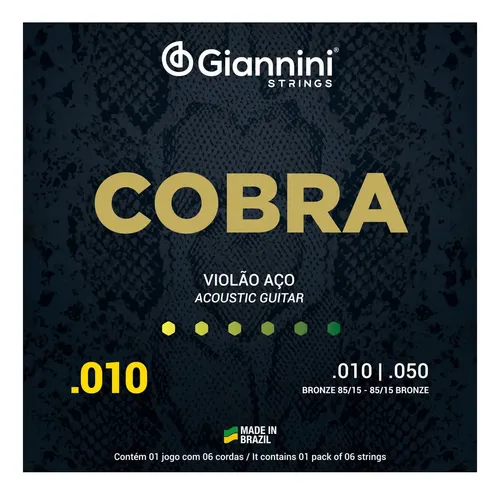 Encordoamento Giannini Cobra p/ Violão Aço 010